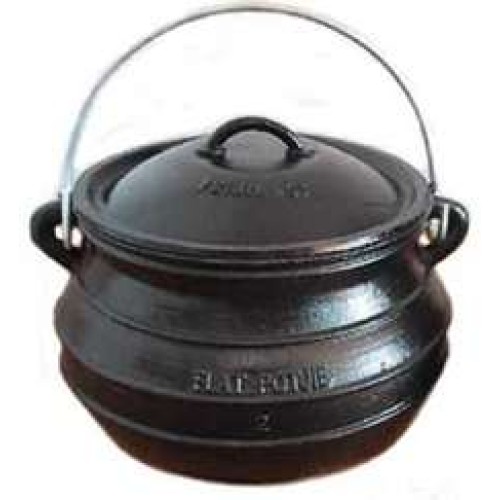 Flat Bottom Cast Iron Potbelly Cauldron - BBQ Grill Cast Iron Kettle